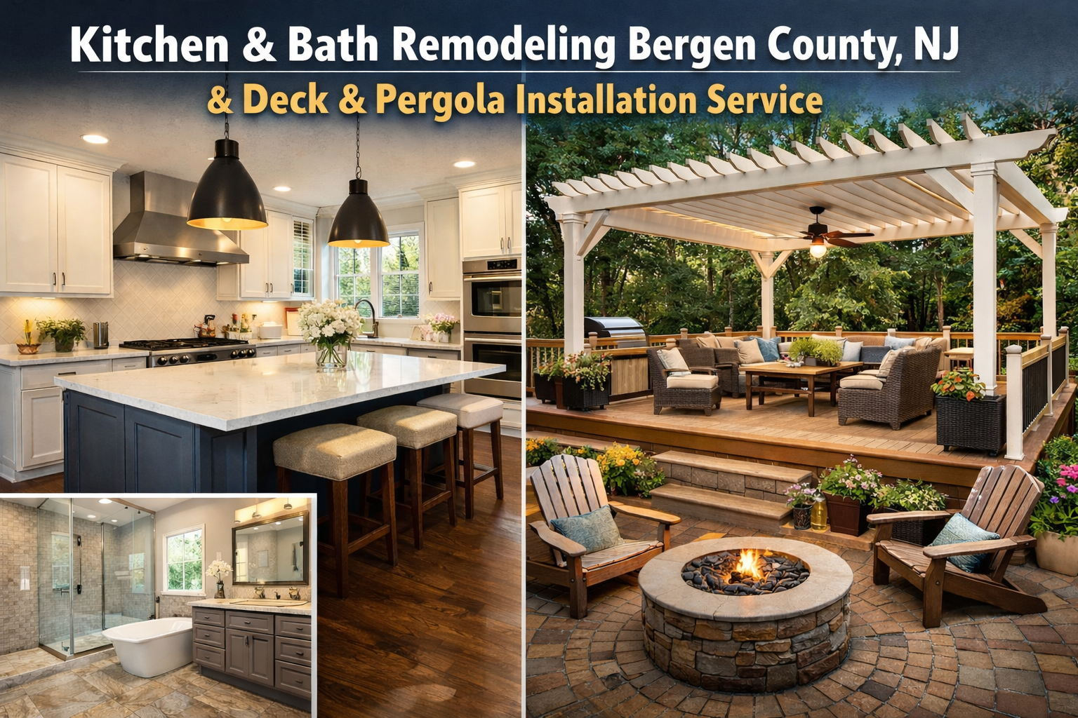 Kitchen and Bath Remodeling Bergen County NJ & Deck and Pergola Installation Service